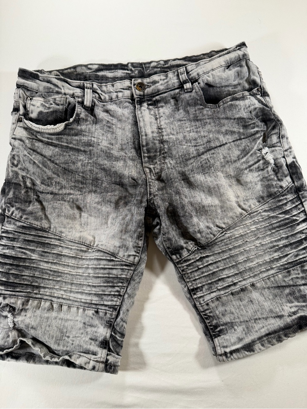 South Pole Men's Grey Washed Denim Shorts